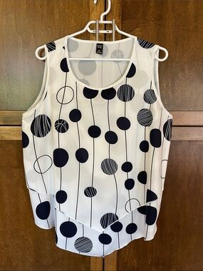 Emery Rose Black & White Polka Dot Layered Sleeveless Top